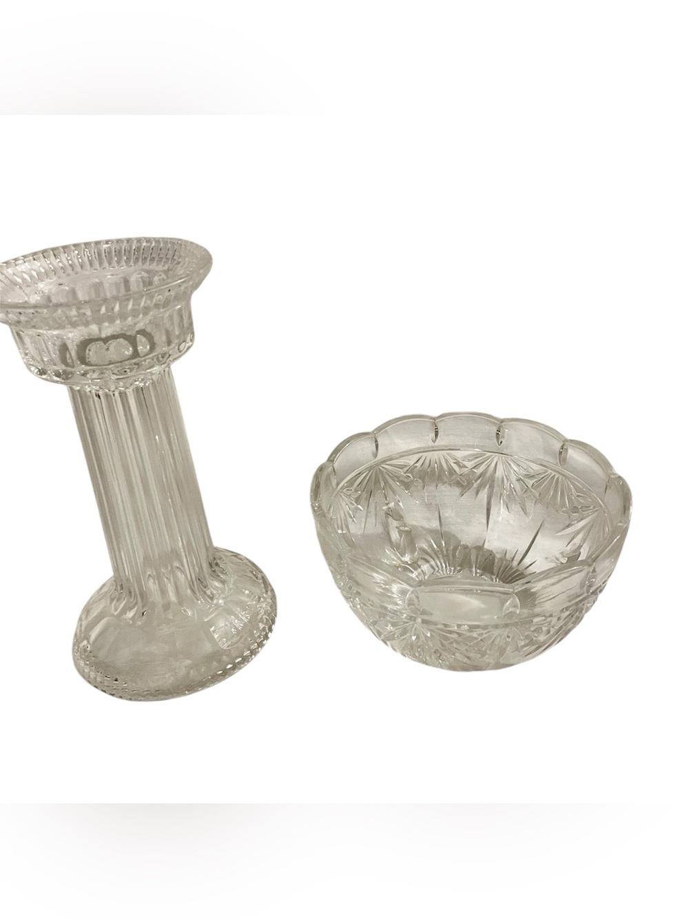 Vintage Crystal Fairy Lamp: Scalloped Diamond Cut Shade, 12 inches